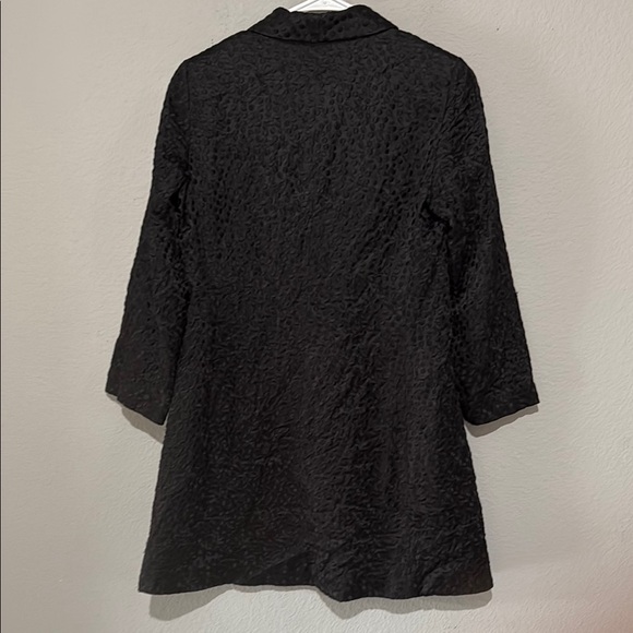 Eileen Fisher black Textured polka dot silk one button blazer Jacket - Picture 7 of 10